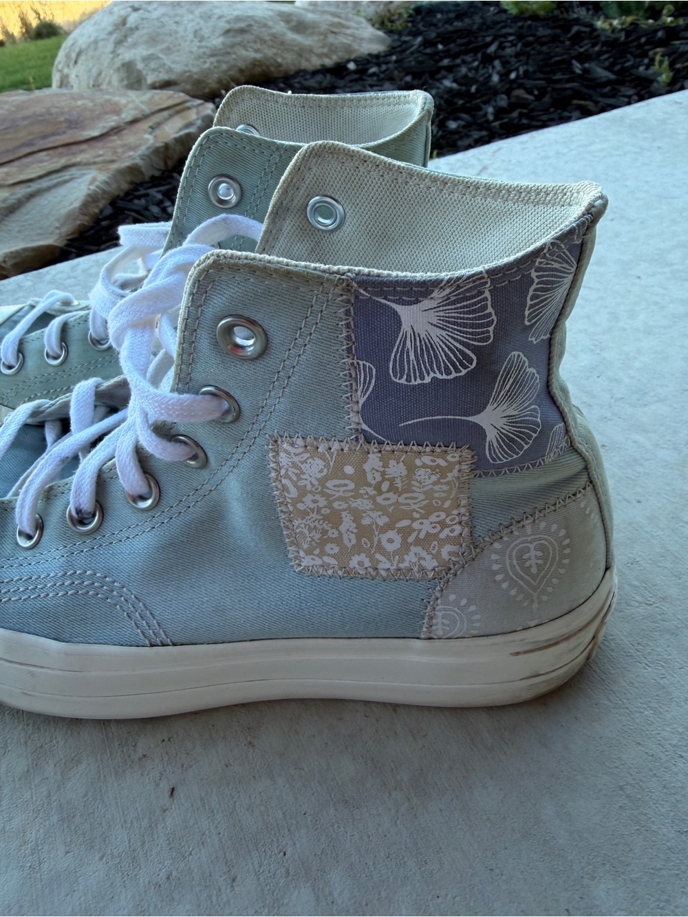 Converse Chuck Taylor All Star Platform High Denim Patchwork Sneakers Sz 8.5 - Picture 9 of 11